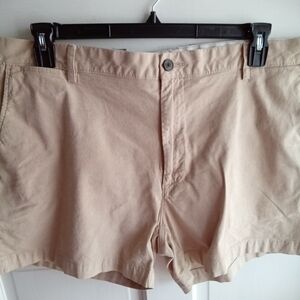 Goodthreads Men's Big & Tall Size 42 Men's Khaki Flat Front Casual Shorts